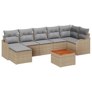 vidaXL Conjunto de sof&aacute;s de jard&iacute;n 8 pcs Beige rat&aacute;n sint&eacute;tico