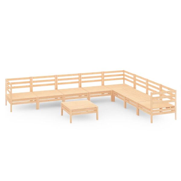 vidaXL Juego de muebles de jard&iacute;n 9 piezas madera maciza de pino
