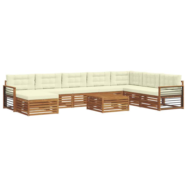 vidaXL Juegos de sof&aacute;s 9 pcs Natural y Crema Madera de Acacia S&oacute;lida
