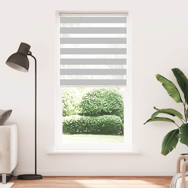 vidaXL Estor cebra gris claro 110x230cm tejido ancho 105,9cm poli&eacute;ster