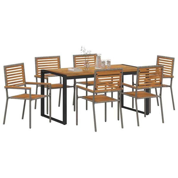 vidaXL Conjunto de Comedor de Jard&iacute;n 7 pcs Gris y marr&oacute;n