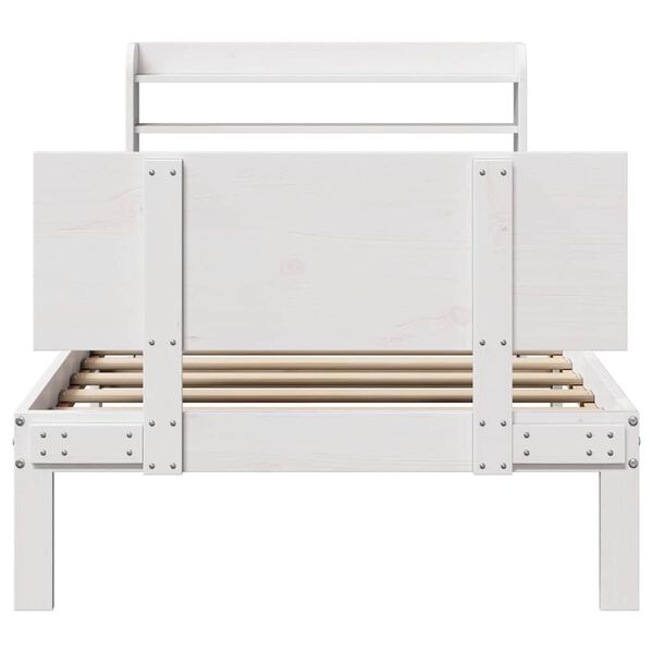 vidaXL Estructura de cama con cabecero madera pino blanco 75x190 cm
