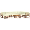 vidaXL Conjunto de sof&aacute;s de exterior con coj&iacute;n 9 pcs Natural y Crema