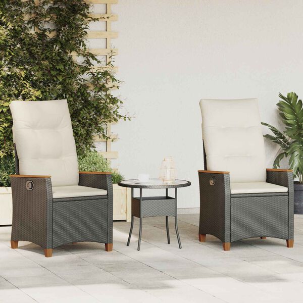 vidaXL Silla de jard&iacute;n reclinable Negro y crema 64 x 57,5 x 112 cm