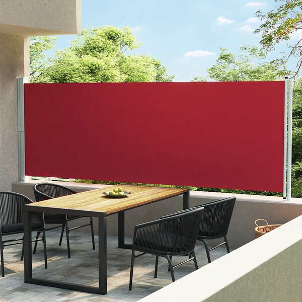 vidaXL Toldo lateral retr&aacute;ctil para patio rojo 600x160 cm