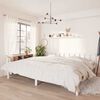 vidaXL Estructura de cama doble sin colch&oacute;n madera maciza blanco