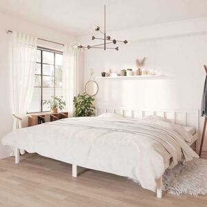 vidaXL Estructura de cama doble sin colch&oacute;n madera maciza blanco