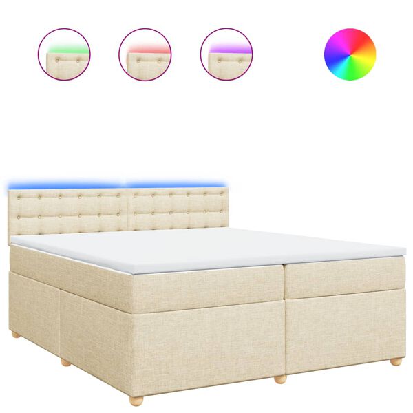 vidaXL Cama box spring con colch&oacute;n tela color crema 200x200 cm