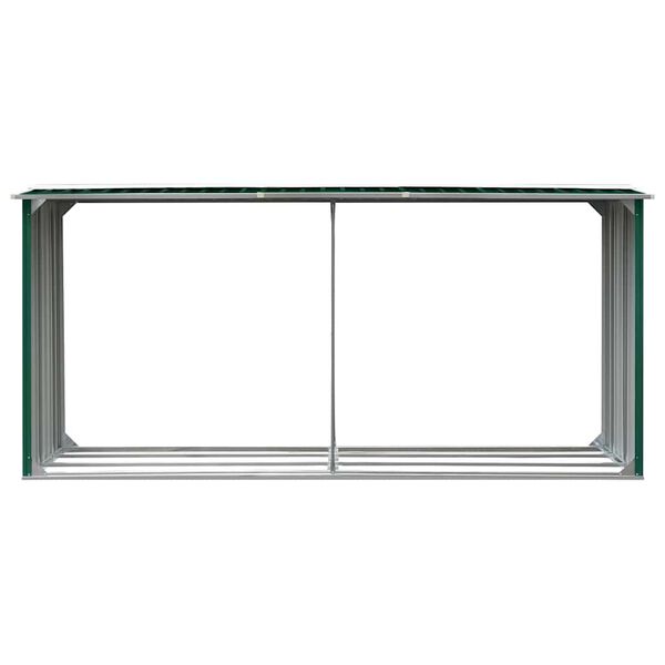 vidaXL Casetilla para leña acero galvanizado verde 30x92x153 cm