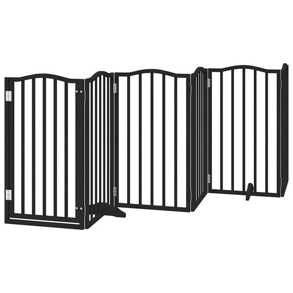 vidaXL Puerta de perros plegable 15 paneles madera &aacute;lamo negra 750 cm