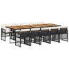 vidaXL Set de comedor jard&iacute;n 11 pzas con cojines rat&aacute;n sint&eacute;tico negro