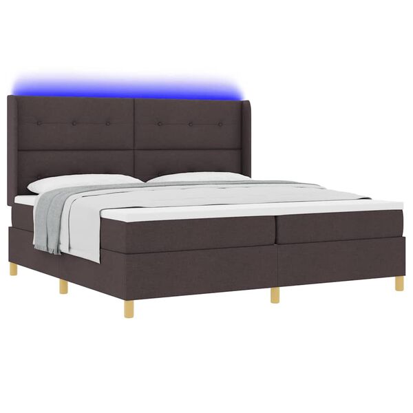 vidaXL Cama tipo Box Spring con colch&oacute;n Marr&oacute;n 200 x 200 cm tela