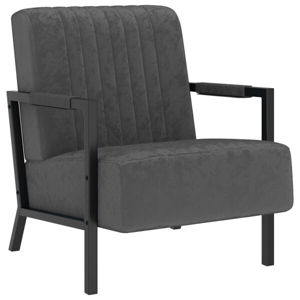 vidaXL Sill&oacute;n de terciopelo gris oscuro