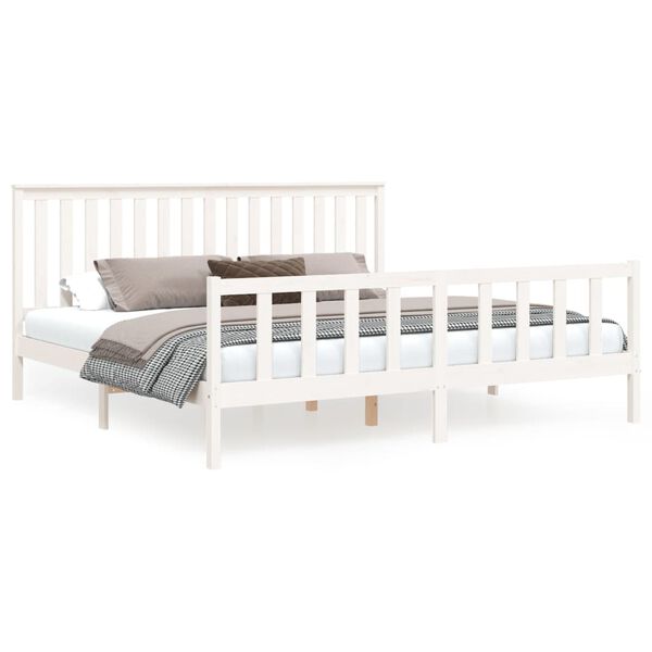 vidaXL Estructura de cama sin colch&oacute;n madera maciza blanca 200x200 cm