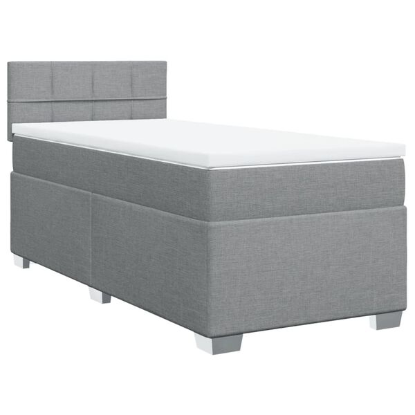 vidaXL Cama box spring con colch&oacute;n tela gris claro 90x200 cm