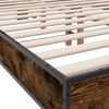 vidaXL Estructura cama madera ingenier&iacute;a metal roble ahumado 135x190cm