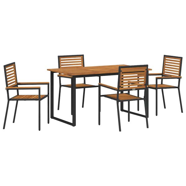 vidaXL Conjunto de Comedor de Jard&iacute;n 5 pcs Negro