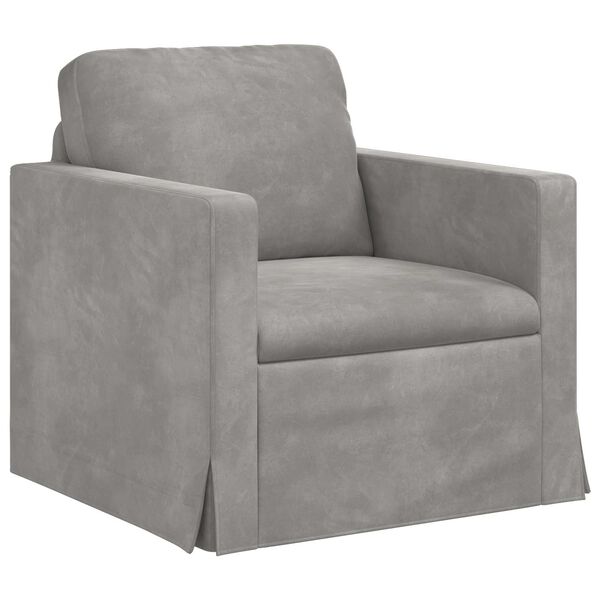 vidaXL Sof&aacute; 2 pcs Gris Claro 138 x 78 x 80 cm Terciopelo