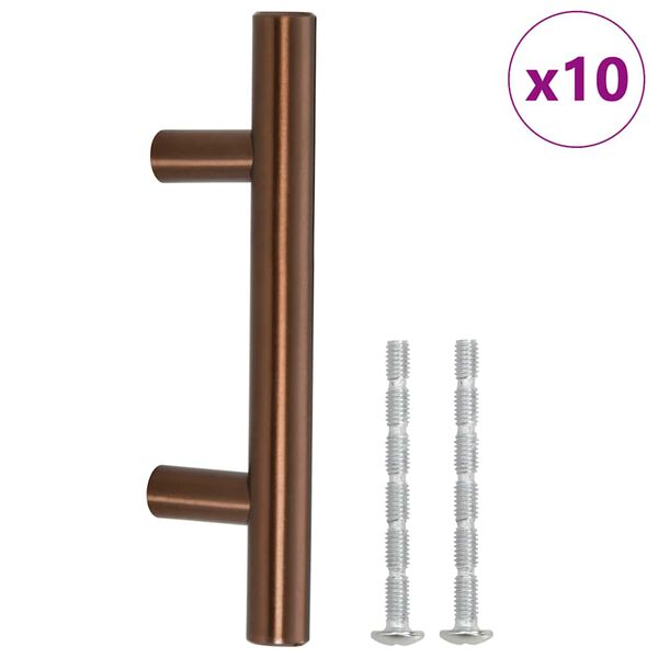 vidaXL Tiradores para armarios 10 uds acero inoxidable bronce 64 mm