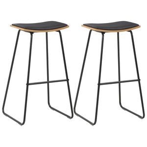 vidaXL Taburetes de cocina 2 unidades cuero sint&eacute;tico negro