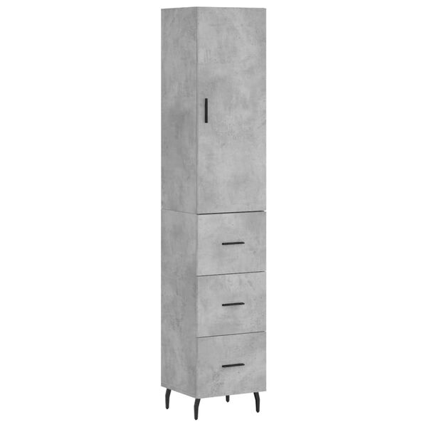 vidaXL Aparador de madera contrachapada gris hormig&oacute;n 34,5x34x180 cm