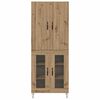 vidaXL Aparador alto 2 pcs Roble artesanal Madera tecnol&oacute;gica y vidrio
