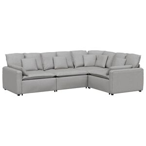 vidaXL Sof&aacute; modular con cojines de tela color gris nube
