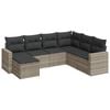 vidaXL Set de sof&aacute;s de jard&iacute;n 7 pzas con cojines rat&aacute;n PE gris claro