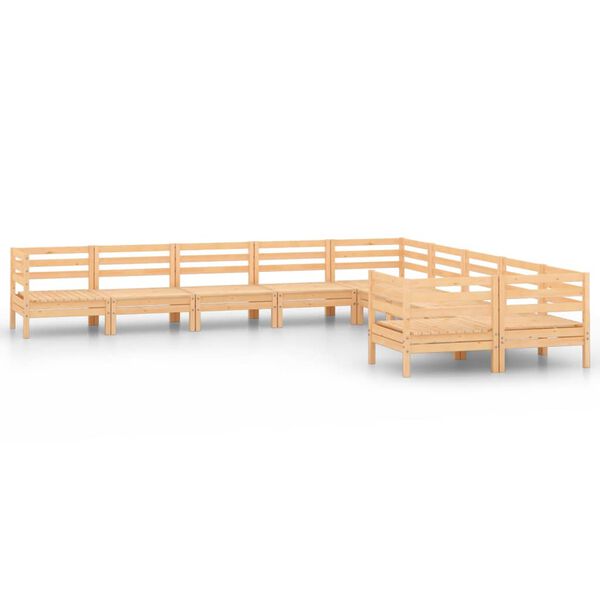 vidaXL Juego de muebles de jard&iacute;n 10 piezas madera maciza de pino