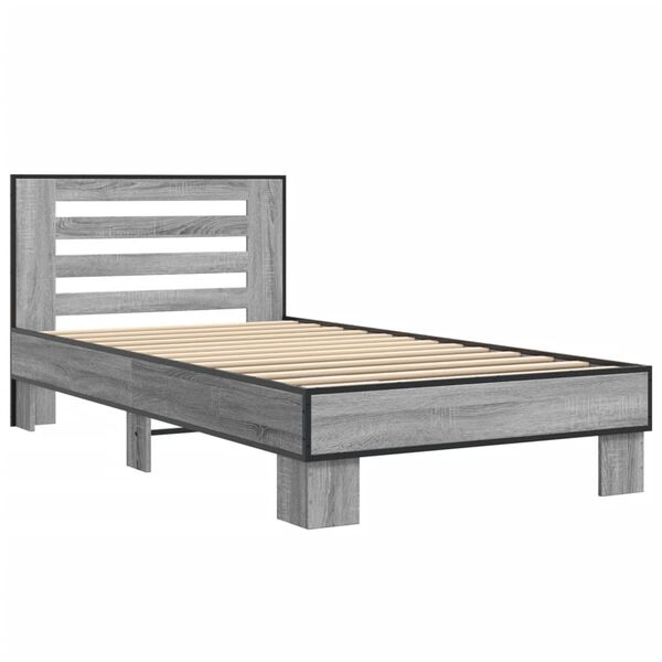 vidaXL Estructura cama madera ingenier&iacute;a metal gris Sonoma 100x200 cm