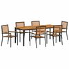 vidaXL Conjunto de Comedor de Jardín 7 pcs Negro ratán sintético