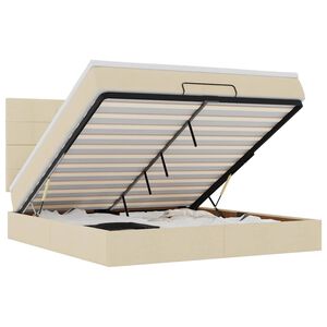 vidaXL Estructura de cama otomana con colch&oacute;n tela crema 160x200cm