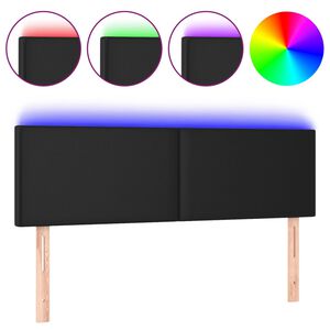vidaXL Cabecero con luces LED cuero sint&eacute;tico negro 144x5x78/88 cm