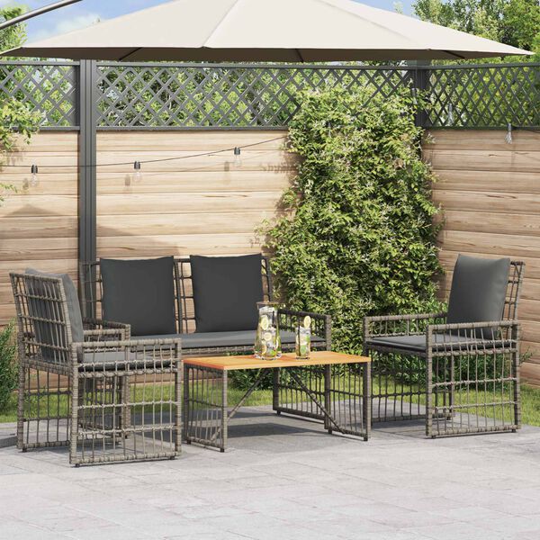 vidaXL Juego de muebles de exterior 4 pcs Negro y Gris oscuro