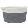 vidaXL Cesta de almacenaje algod&oacute;n gris y blanco &Oslash;40x25 cm