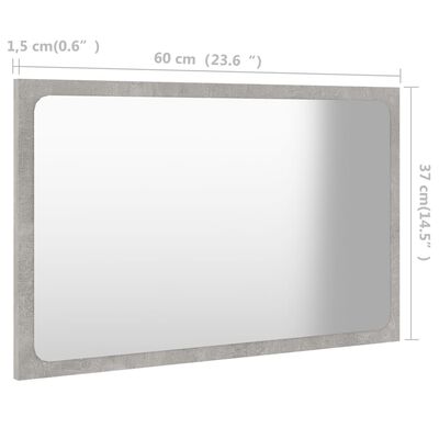 vidaXL Espejo de baño madera contrachapada gris hormigón 60x1,5x37 cm
