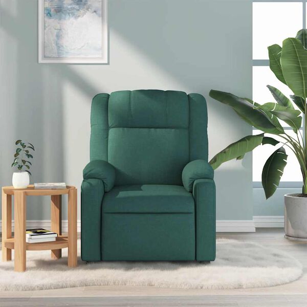 vidaXL Sill&oacute;n de masaje reclinable de tela verde oscuro