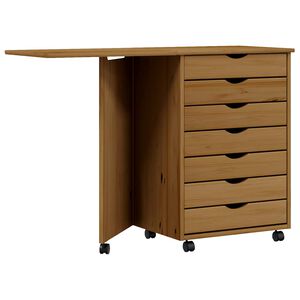 vidaXL Cajonera con ruedas y escritorio MOSS madera pino marr&oacute;n miel