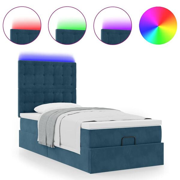 vidaXL Estructura cama otomana colchones terciopelo azul oscuro