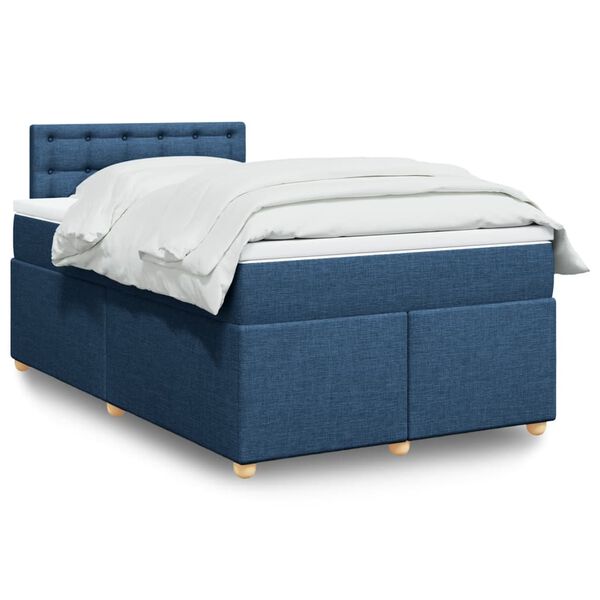 vidaXL Cama box spring con colch&oacute;n tela azul 120x190 cm