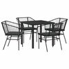vidaXL Conjunto de Comedor de Jard&iacute;n 5 uds. Negro rat&aacute;n sint&eacute;tico