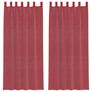 vidaXL Cortinas de gasa con bolsillos para varillas 2 uds. rojo vino