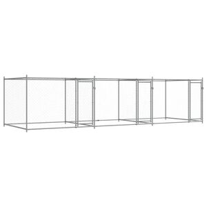 vidaXL Jaula de perros con puertas acero galvanizado gris 6x2x1,5 m