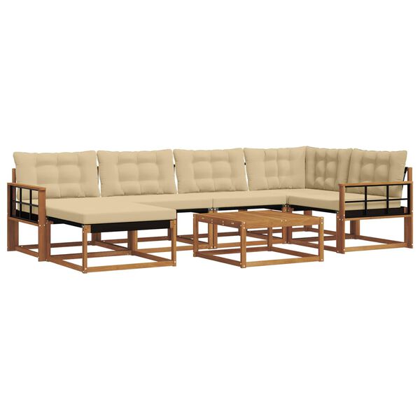 vidaXL Conjunto de sof&aacute;s de exterior con coj&iacute;n 19 pcs Natural y Beige