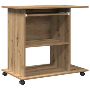 vidaXL Mesa ordenador madera contrachapada roble artesanal 80x50x75cm