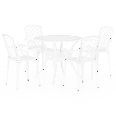 vidaXL Mesa y sillas de bistró 5 piezas aluminio fundido blanco