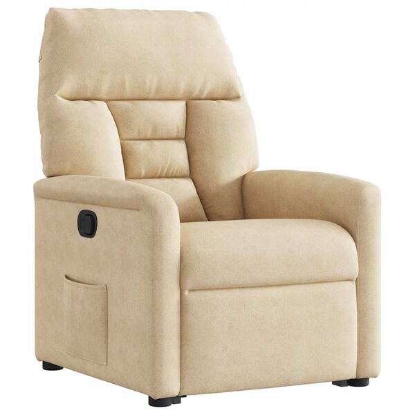 vidaXL Sill&oacute;n reclinable elevable tela de microfibra color crema