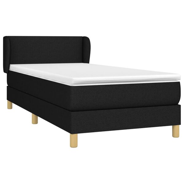 vidaXL Cama box spring con colch&oacute;n tela negro 90x200 cm