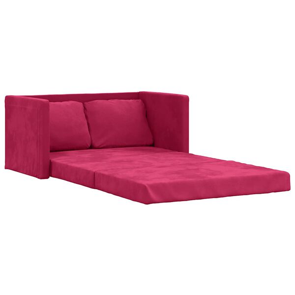 vidaXL Sofá cama de suelo 2 en 1 terciopelo rojo tinto 122x204x55 cm