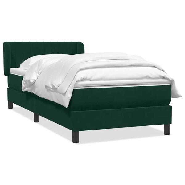 vidaXL Cama box spring con colch&oacute;n terciopelo verde oscuro 90x220 cm